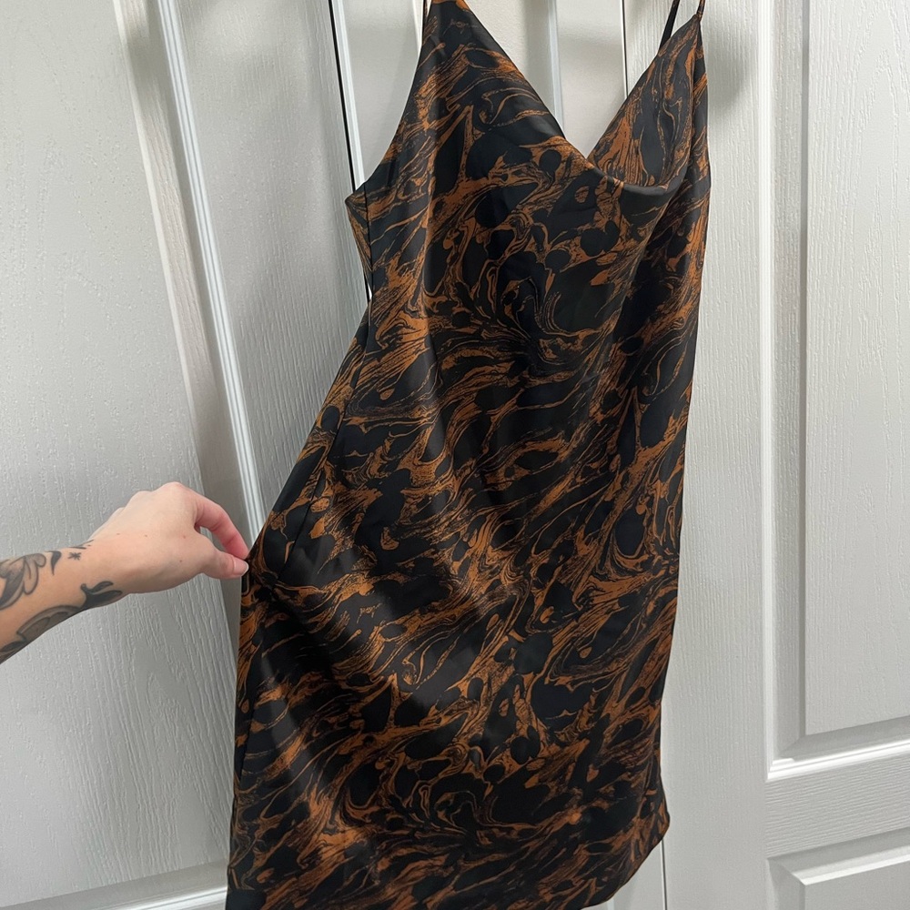 Urban Outfitters Slip Dress with Brown & Black Marble Print